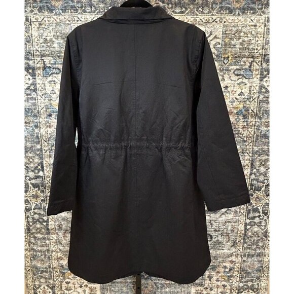 Eileen Fisher Women's Size M Black Fleece Lined Adjustable Waist Collared Coat - Picture 12 of 16
